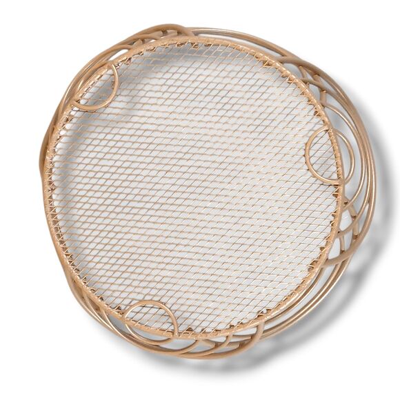 Pier 1 Imports Ardola Tray Gold Metal Mesh Fruit Basket Decorative Serving 8x3x3 - Picture 5 of 7